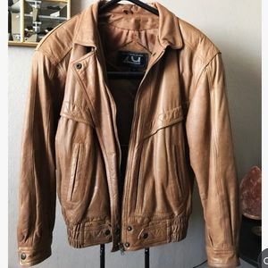 Real genuine leather bomber jacket